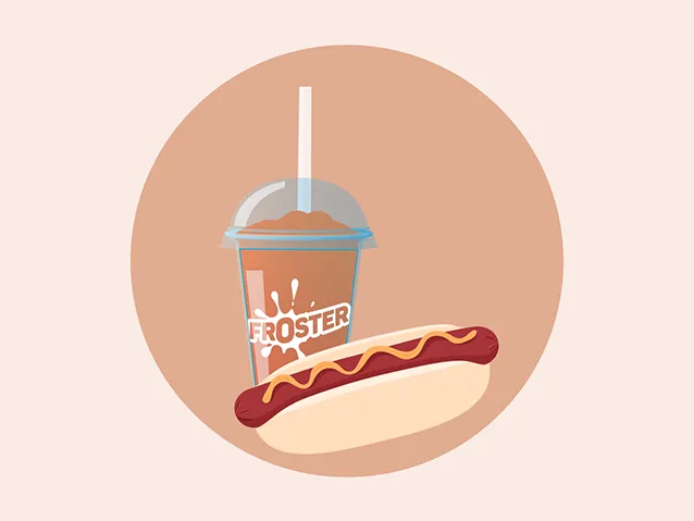 illustration of a hot dog and froster drink